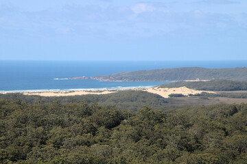 View From Gan Gan Lookout, Port Stephens New South Wales, Australia. Looking Towards the Stockton Sand Dunes over Australian Coastal Forest