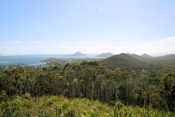View From Gan Gan Lookout, Port Stephens New South Wales, Australia. Looking Towards the Tomaree and Yacaaba Headlands