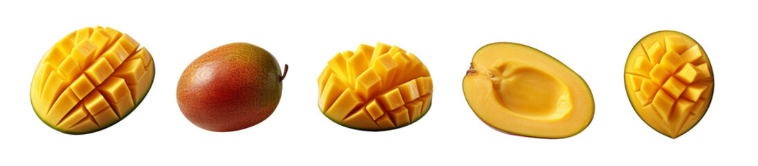 Fresh mango slice isolated on white or transparent background, png
