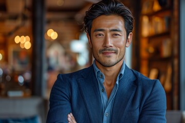 Obraz premium middle aged asian business man 