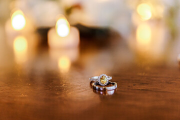 Beautiful wedding rings close up