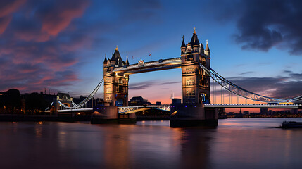 Fototapeta na wymiar The Majestic Display of Gothic Architectural Brilliance: Night View of London's Tower Bridge