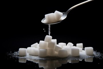 Fototapeta na wymiar sugar cubes on spoon. Generative AI
