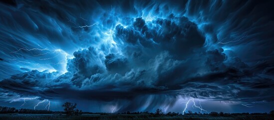 Impressive stormy weather with stunning lightning and thunder. - obrazy, fototapety, plakaty