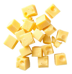 Cheese cubes isolated.