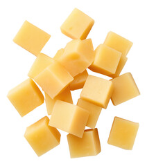 Cheese cubes isolated.
