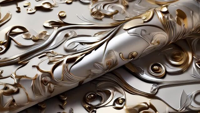 A lavish Baroque-style design featuring golden vines and scrollwork.
