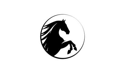 horse  minimal logo, black and white horse logo , horse silhouettes or vector logo icon