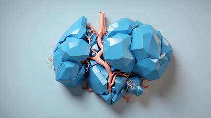 Blue Essence: Low Poly Representation of the Liver Organ