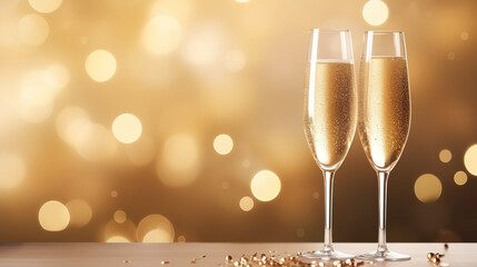 Champagne glass with bokeh lights