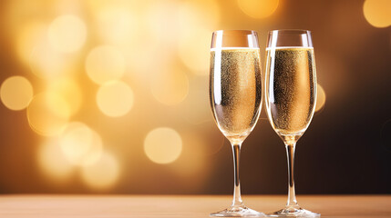 Two glasses of champagne - obrazy, fototapety, plakaty