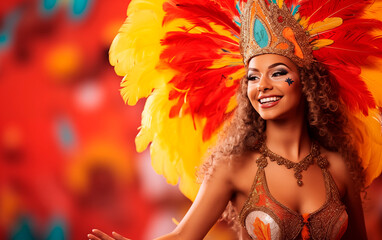 mulher feliz fantasiada para o carnaval brasileiro