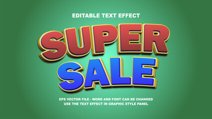 Editable Text Effect Super Sale 3D Vector Template