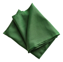 Green folded cotton napkin isolated.