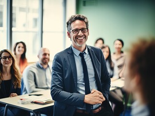Happy and Confident Trainer After Workshop,Energized Trainer After Employee Training
