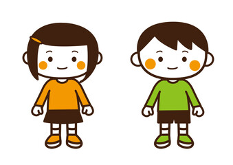 女の子・男の子　通常　全身　3色 透過png