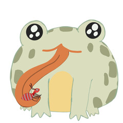 Frog eats ants