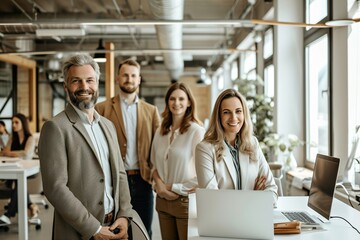 Successful group of business people at the office - obrazy, fototapety, plakaty