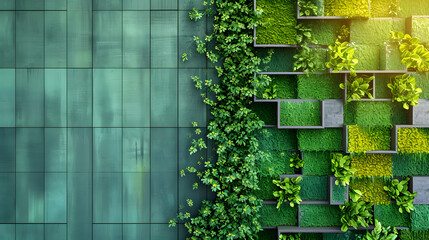 Living with Nature. Eco-Friendly Building and Sustainable Urban Design for an Environmentally Conscious City. Green Architecture and Urban Ecology with Nature  Beauty building  green environment. - obrazy, fototapety, plakaty