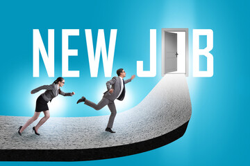 Employment concept with road leading to door