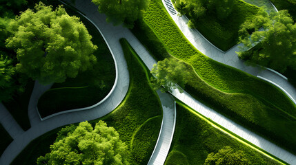 Living with Nature. Eco-Friendly Building and Sustainable Urban Design for an Environmentally Conscious City. Green Architecture and Urban Ecology with Nature  Beauty building  green environment.