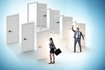 Business people and many doors of opportunities