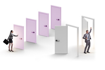Business people and many doors of opportunities