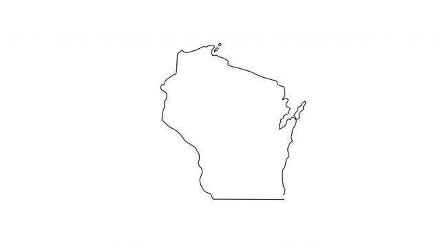 Wisconsin state map sketch animation