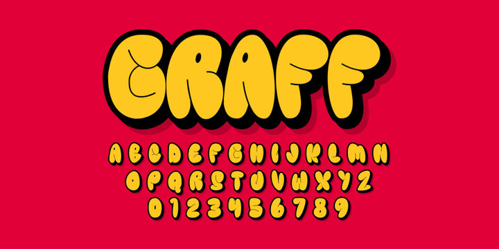 Alphabet Simple Bubble Graffity text vector Letters
