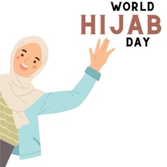 Fototapeta na wymiar Happy world hijab day. February 1st international day celebration design