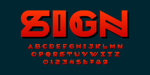 Fototapeta premium Modern abstract digital alphabet font. Minimal technology typography, Creative urban sport fashion futuristic font and with numbers. vector illustration