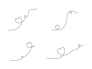 Hearts continuous one line art drawing, valentines day concept, heart love couple outline artistic.