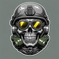 Military logo skull night vision goggle, Sticker for shirt or product design. Generative AI