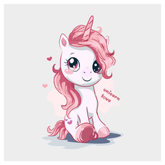 kawai cute unicorn pink smile