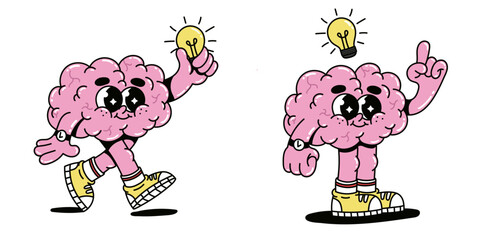 ilustración vectorial de personaje de cerebro estilo cartoon