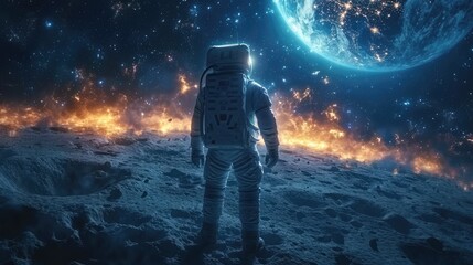 Astronauts are exploring on the moon.