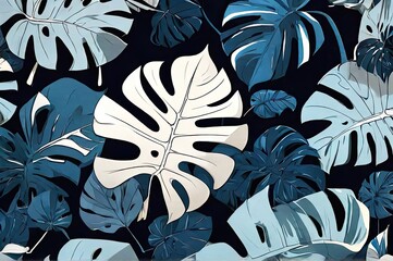 Monstera adansonii pattern wallpaper illustration