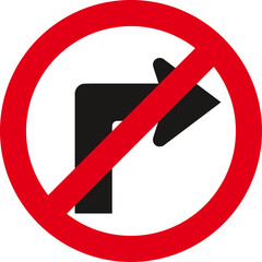no right turns, right turn prohibited,Traffic Sign , Vector, symbol, transport icon
