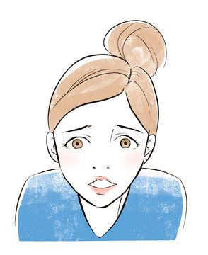 Clip art: worried woman