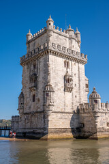 Fototapeta premium Beautiful view of the landmark Belem Tower in Lisbon's old city.