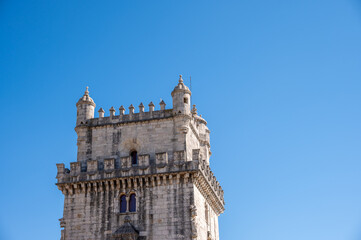 Fototapeta na wymiar Beautiful view of the landmark Belem Tower in Lisbon's old city.
