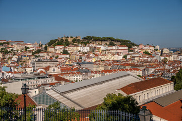 View towards St. George castle  in Lisbon's old city.