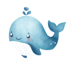 Tuinposter Cute Blue whale  © Kankanit