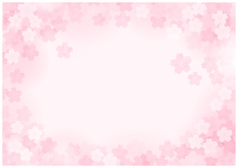 桜の花が美しい春の桜フレーム背景12薄桜
