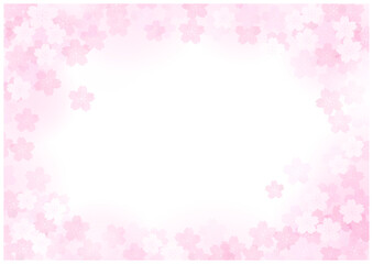 桜の花が美しい春の桜フレーム背景12桜白