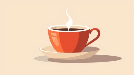 Obraz premium a cup of coffee on a saucer with a saucer in the shape of a heart and a spoon in the shape of a heart on a beige background.