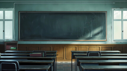 A clean blackboard in a classroom
