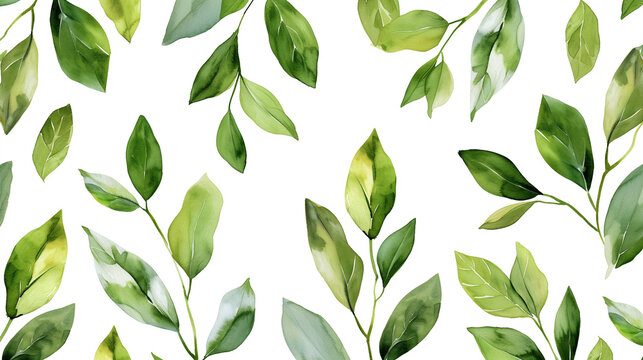 Collection of green watercolor foliage plants clipart on white background. Botanical spring summer leaves illustration. Suitable for wedding invitations, greeting cards, frames and bouquets.