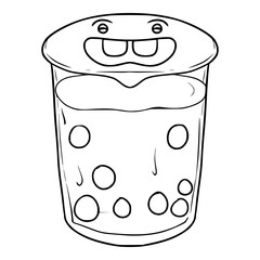 cup of bubble tea illustraion outline vector