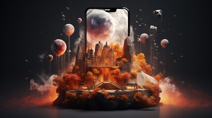 wallpapers for iphone that are out of this  world and connected to nature ai generative wallpaper image - obrazy, fototapety, plakaty